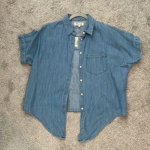 Madewell small short sleeve blue button up new with tag
